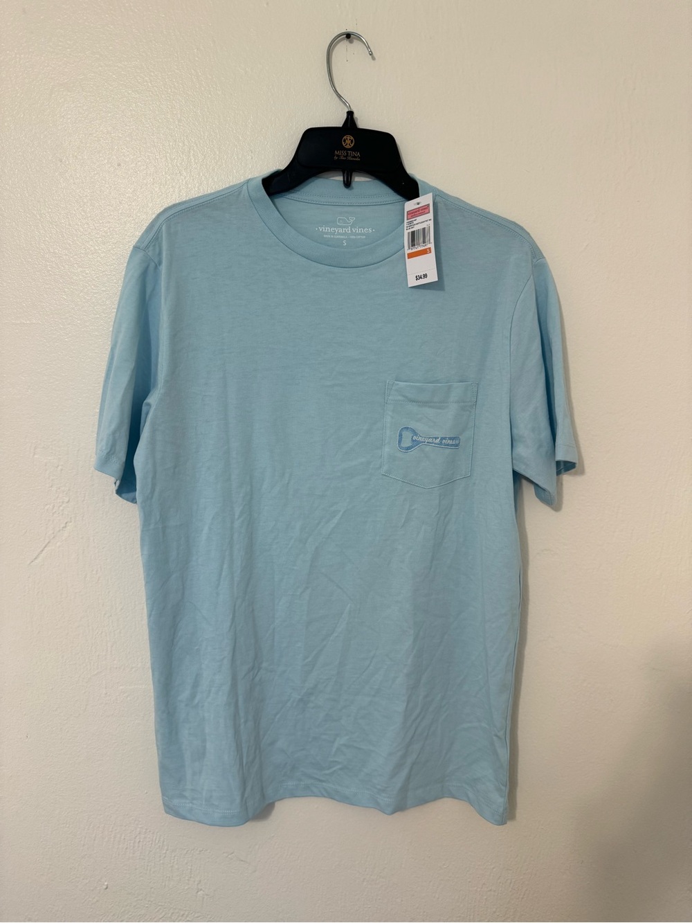 Vineyard Vines Pocket Tee in Pale Blue